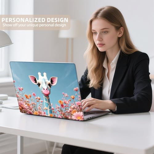 Universal Laptop Skin Sticker for 12/13/14/15.6 Inch Laptops, Reusable Vinyl Laptop Decal Cover, Waterproof Scratch Resistant Notebook Skin with 2 Wrist Pads,Cute Giraffe - color: Cute Giraffe