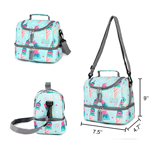 Tilami Rolling Backpack 18 inch Double Handle with Lunch Bag Wheeled Kids Backpack for Girls and Boys, Icecream Green - color: Icecream Green