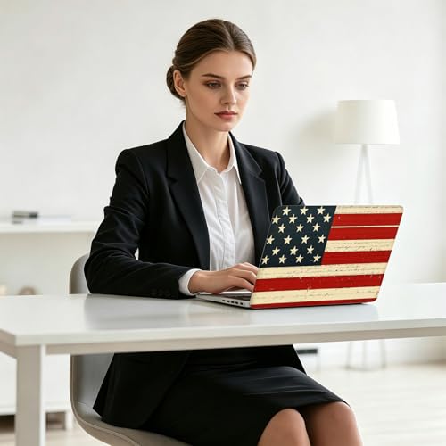 Universal Laptop Skin Decal, 3-Piece Vinyl Protector for 12 13 14 15.6" Notebook, Waterproof Anti-Scratch, Easy Trim & Bubble-Free Finish, American Flag - color: American Flag