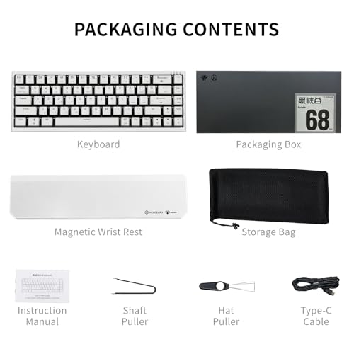 Hexgears X1 Pro Wireless Mechanica Keyboard, Tri-Mode Bluetooth/2.4G/USB-C, Hot-Swappable Linear Switch Gaming Keyboard, Mini Compact White Backlit Keyboards with Wrist Rest - White - color: Panda-X1 Pro, size: Linear