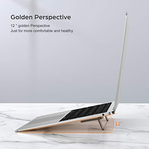 OATSBASF Mini Laptop Stand, Retractable Computer Stand, Portable Notebook Holder, Foldable Invisible Design Cooling Office Universal Non Slip, for MacBook Pro Air iPad Pro Air Surface Tablets (Gray) - color: Gray