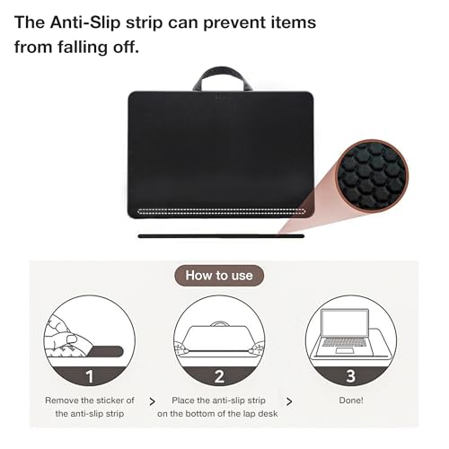 Lap Desk with Soft Cushion and Wrist Rest – Portable Laptop Desk for Bed, Couch & Home Office, PU Surface Tray with Handle for 15.6 inch Laptop (Medium, Black) - size: Medium