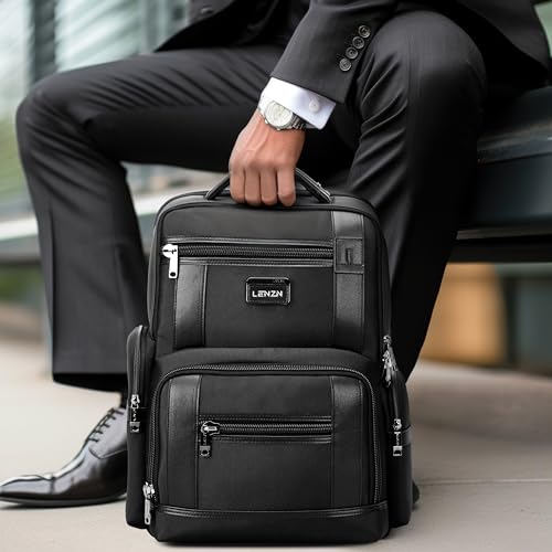LENZN Laptop Business Backpack for Men & Women, Work Backpack Fits 15.6 Inch, Premium Qulity Travel Bag with USB Charging Port, Water-Resistant, Durable Nylon, Computer Bookbag with Multiple Pockets