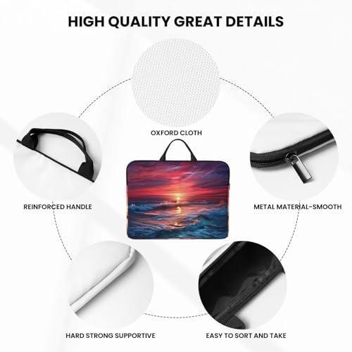 14 Inch Laptop Sleeve Case Waterproof Lightweight Laptop Case Bag Ocean Tide At Warm Twilight Travel Laptop BagsWith Handle Briefcase Messenger Bag For Women Men