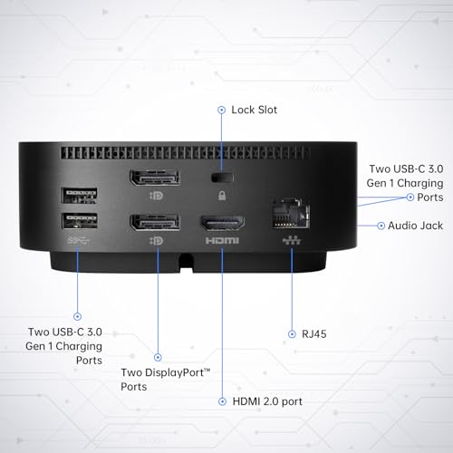 HP Docking Station for Dual Monitor Bundle - HP USB-C G5 Dock for USB-C & Thunderbolt Laptop with 120W AC Adapter + HDMI & DisplayPort Cables + USB Cable