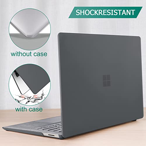 May Chen Case for 13.5" Microsoft Surface Laptop 3/4/5 with Alcantara Palm Rest Model 1867 1958 1959 (2019 2021 2022), Plastic Hard Shell Case with Keyboard Cover + Screen Protector, Matte Black - color: Matte Black