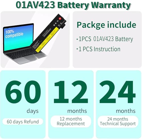 01AV423 01AV424 Battery for Lenovo ThinkPad T480 T470 T580 T570 P51S P52S | A485 A475 TP25 Series SB10K97580 SB10K97597 01AV452 01AV422 Battery - size: 8.2*2.55*0.4inch
