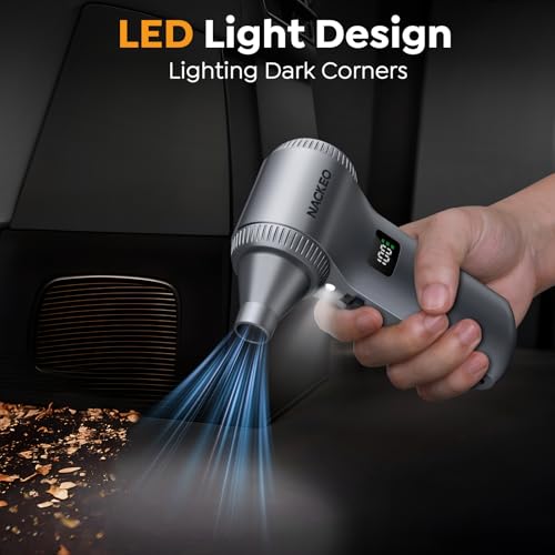 Compressed Air Duster, Cordless Mini Air Blower with Up to 230000 RPM Motor, 100-Speed Adjustable Electric Air Duster with LED Light and Display Screen for PC, Keyboard, Car & Outdoor Use