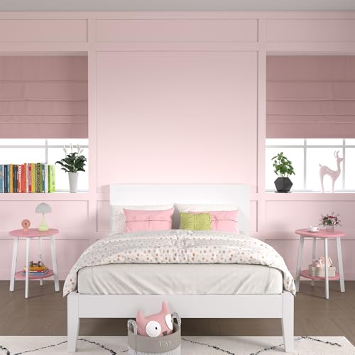 sthmec Side Table Set of 2, Small Round End Table with Storage Shelf for Small Space, 2-Tier Bedside Table Sofa Couch Table, Nighstands Set of 2 Accent Table for Living Room, Bedroom, Pink - color: Pink