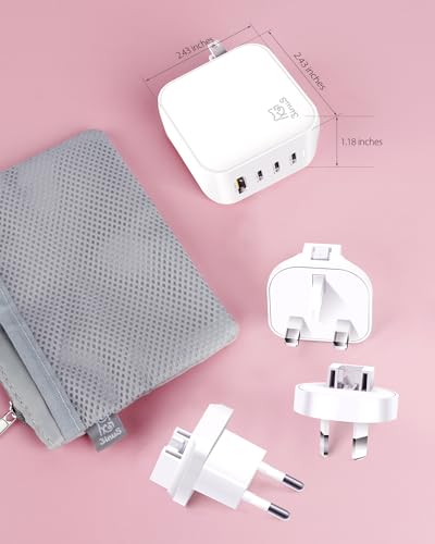 100W GaN USB C Charger Block, 4-Port Portable Fast Wall Charger with Foldable Plug & Travel Adapters, Fast Charging Station for iPhone 17/16/15 Pro Max/Plus, MacBook, ipad, Samsung, Laptop