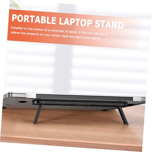 Ipetboom Portable Foldable Laptop Stand Heightened Plastic Notebook PC Holder for Travel and Home Office Use, Black Compact Computer Bracket with Folding Design
