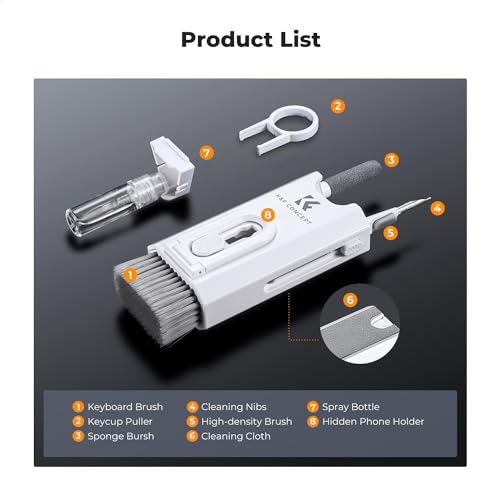K&F CONCEPT 8-in-1 Electronic Cleaning Kit for Keyboard Laptop Cleaner | Multifunctional Electronic Device Cleaning Tool, Easy to Clean and Remove Dirt,Multi-Device Compatible