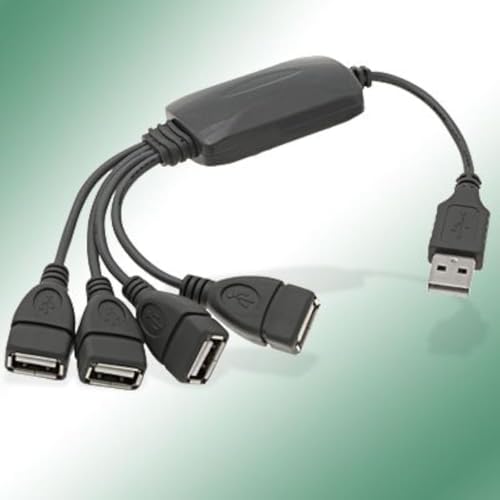 Ruilogod 1 to 4 Port High Speed USB 2.0 Hub for PC Laptop Slim