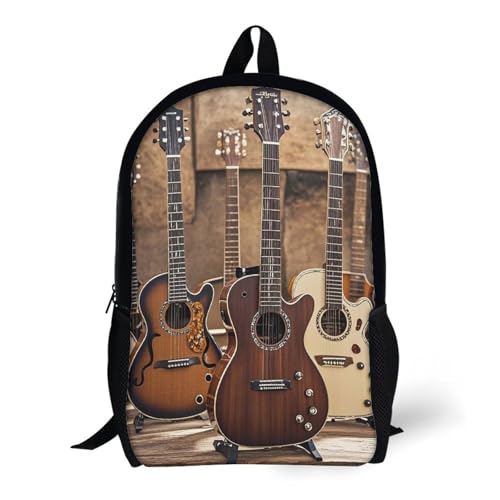 17-Inch Laptop Backpack Water-Resistant Collection Guitar Daypack with Shoulder Strap Lightweight Casual Rucksack for Travel Commuter Hiking Outdoor Activities 20l Black