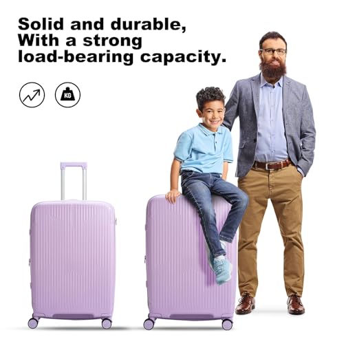 Nazhura Luggage Set, 3-Piece Hardside Suitcase Set, 20-inch Carry On, 24-inch, 28-inch Luggage - color: Purple
