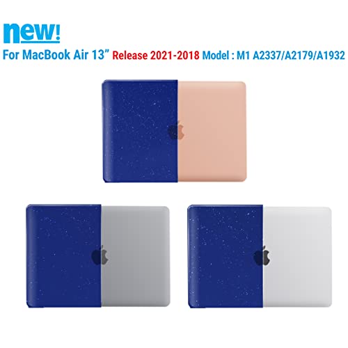 IBENZER Compatible with New MacBook Air 13 inch case 2022 2021 2020 M1 A2337 A2179 A1932, Hard Shell Case&Keyboard Cover&Screen Film for Mac Air 13 with Touch ID (2018-2022), Star Blue, AT13-S-BL+2 - color: Star Blue