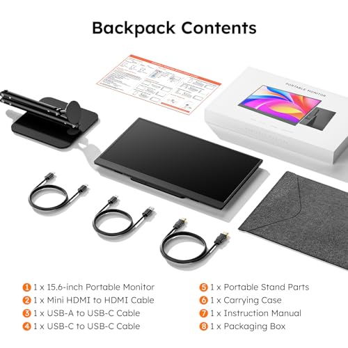 15.6" Portable Monitor, FHD 1080P IPS Travel Monitor for Laptop, Magnetic Foldable Stand & Protective Case Included, USB-C & Mini HDMI Screen Extender for Laptop Mac PC Phone Xbox PS4/5 Switch - style: 15.6 STAND BAG