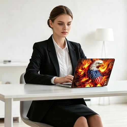 Universal Laptop Skin Decal, 3-Piece Vinyl Protector for 12 13 14 15.6" Notebook, Waterproof Anti-Scratch, Easy Trim & Bubble-Free Finish, Eagle Surrounded by Flames - color: Eagle Surrounded by Flames