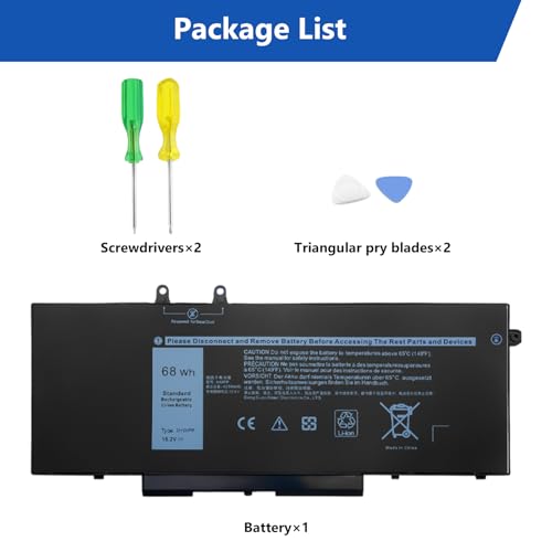 DJW 3HWPP Battery Replacement for Dell Latitude 5501 5411 5401 5410 5510 5511, 17 7500 7506 2-in-1 Black, Precision 3551 3541 Inspiron 7706 2-in-1, 10X1J N2NLL 1VY7F 451-BCMN - size: 3HWPP