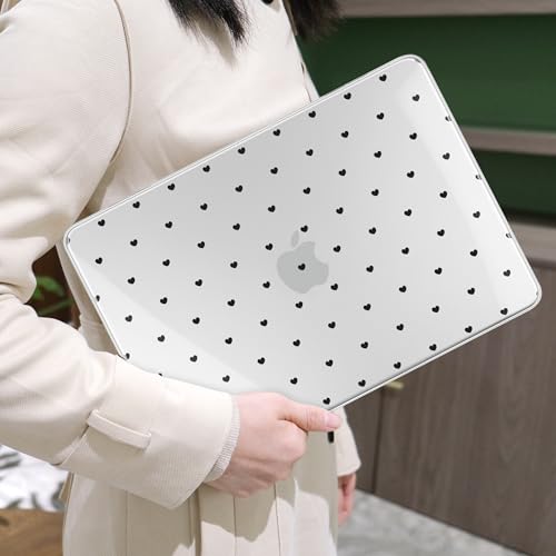 MEEgoodo 4-in-1 Printed Case for MacBook Neo 13 inch 2026 Release Model A3404, Laptop Hard Shell Cases with Keyboard Skin & Screen Protector & Webcam Covers, Black Hearts - color: Black Hearts