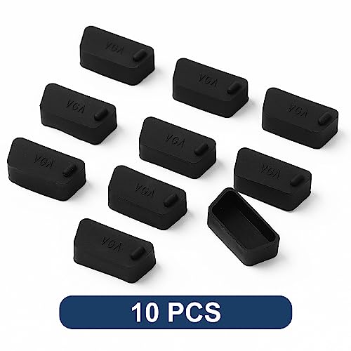 uxcell Silicone VGA Female Port Cover Anti Dust Cap, Port Plug Protector for D-Sub Serial 16mm x 9mm 10pcs Black