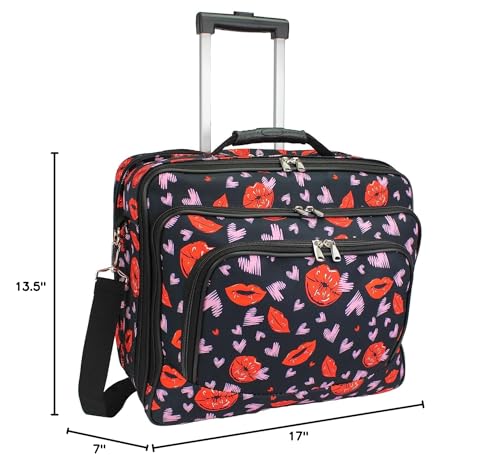 World Traveler Rolling 17-Inch Laptop Briefcase Computer Case - Lips and Hearts - color: Lips and Hearts
