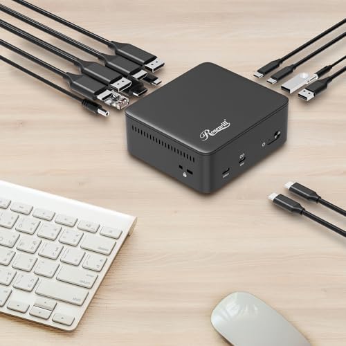 Rosewill 12-in-1 USB C Triple DisplayLink Docking Station | 135W PD, 3x HDMI (3x 1080p 60Hz), 3x USB 5Gbps Ports | Windows, macOS, ChromeOS Compatible - Enhance Productivity with Multi-Monitor Support - style: DisplayLink