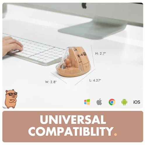X9 Performance Wireless Vertical Ergonomic Mouse - Click with Capybara - (BT + 2.4G) Up to 4000 DPI, 6 Button, Rechargeable - Bluetooth Ergonomic Vertical Mouse Wireless - for Mac and PC - Brown - color: Brown