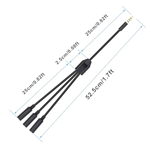 3.5mm Headphone Splitter 1 to 3-Ways 3.5mm (1/8") TRRS 4-Pole Gold Plated Male to 3-Female Stereo Jack Splitter Audio Cable for Headphone and Microphones(50cm/20in) - style: 3 Ways