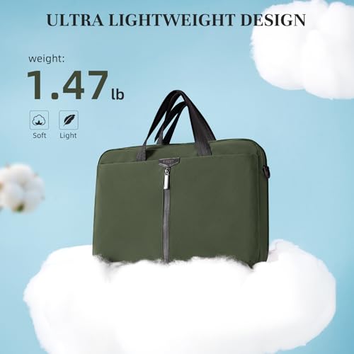 Timeet 17.3 Inch Laptop Bag for Men Women, Lightweight & Water-Resistant Computer Bag Laptop Briefcase with Shoulder Strap - color: Olive Green