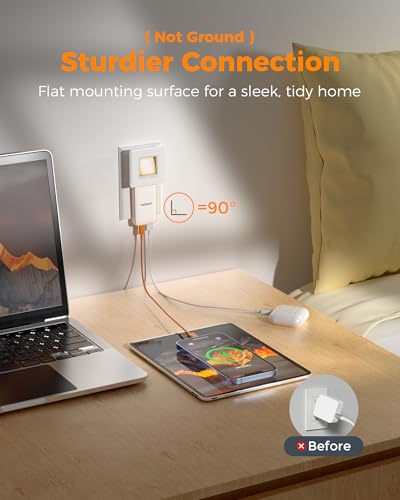Flat Wall Charger USB C PD 45W, TESSAN Flat USB Wall Plug Foldable | 1 USB C and 1 USB A, Outlet Adapter, Fast Charging Block, Ultra Slim Charger, for Travel - size: USB-A&C PD45W