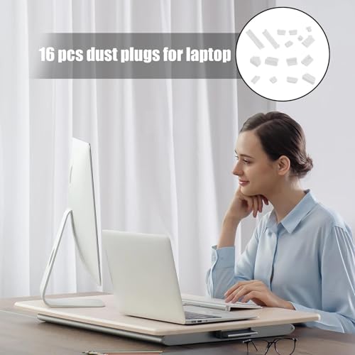 Anti Dust Plug 16 Pieces Silicone Antidust Protector | Laptop Port Dust Cover for Computer PC - color: Transparent