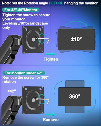 MOUNT PRO Dual Monitor Arm for Max 49" Ultrawide Screens up to 44 lbs, Heavy Duty Extra Tall Monitor Desk Mount, Vertical Stacked Adjustable Dual Monitor Mount, VESA Mount 75x75mm/100x100mm - size: Max 49" Gas Spring