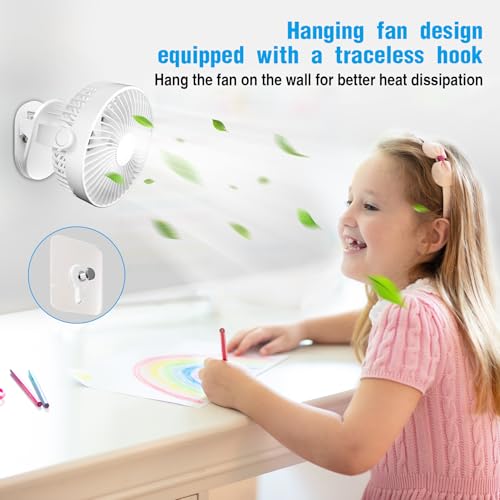 Clip on Fan Rechargeable, 8-Inch Battery Operated Desk Fan, USB Fan, 5Speeds, Strong Airflow, Sturdy Clamp for Golf Cart Office Desk Outdoor Travel Camping Tent Gym Treadmill,White - color: White