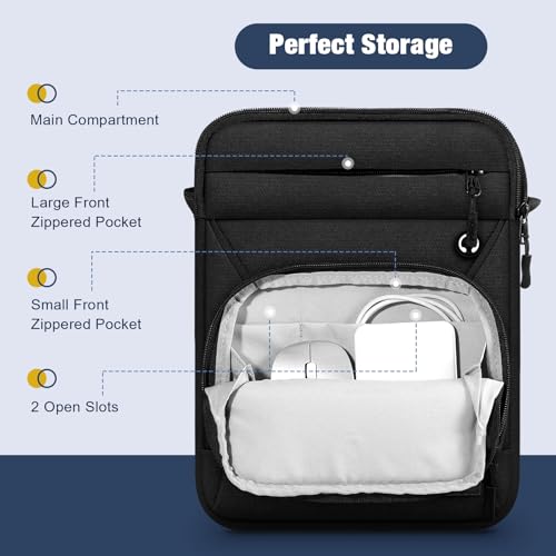 MoKo 9-11 Inch 360° Protection Tablet Sleeve Bag with Earphone Hole | Fits iPad Air 11-inch M3, iPad Air 5/4th 10.9, iPad A16 10/9/8/7th 10.2, iPadPro 11 and Tab S8/S9 11, Black - color: Black, style: 9-11 Inch
