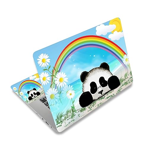 Laptop Skin Sticker Decal,12" 13" 13.3" 14" 15" 15.4" 15.6 inch Personalized Laptop Vinyl Skin Sticker Cover Art Decal Universal Protector Notebook PC Cover Case (Panda & Rainbow) - color: Panda & Rainbow