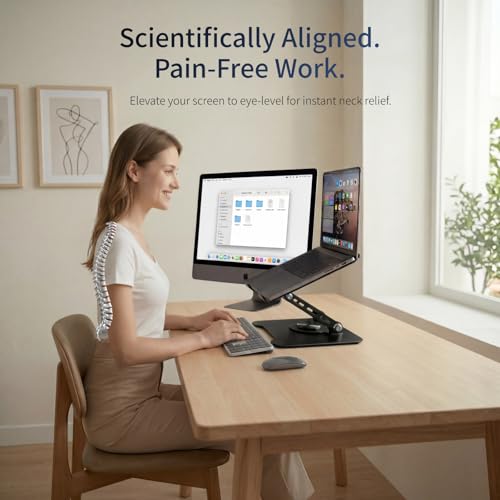Laptop Stand for Desk, 360 Rotating Computer Riser with Adjustment Wrench, Ergonomic Laptop Riser for Collaborative, WorkFoldable & Portable Heavy Duty Stand Fit 10-16” Laptops