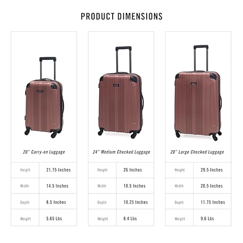Kenneth Cole REACTION Out of Bounds Lightweight Hardshell 4-Wheel Spinner Luggage, Rose Gold, 3-Piece Set (20", 24", & 28") - color: Rose Gold, size: 3-Piece Set (20", 24", & 28")