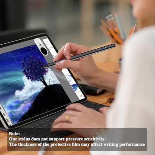 Stylus Pen for Android Tablet, Tablet Pencil for iOS/Android,Rechargeable Active Stylus Pen for Switch/iPhone/Samsung/XiaoMi/Huawei/Vivo/Lenovo and Other Android Smartphones and Tablets-Black - color: Black