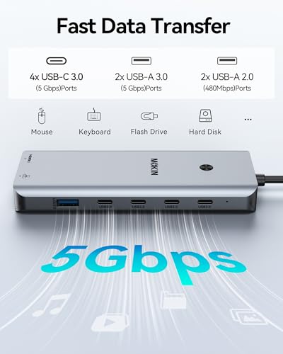Laptop Docking Station Dual Monitor, USB C Hub with 2 HDMI, RJ45 Ethernet, 5 Gbps USB C/A, 100W PD for Dell/HP/Lenovo - MOKiN