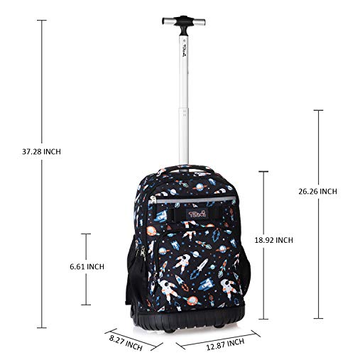 Tilami Rolling Backpack 18 inch Wheeled Laptop Backpack School College Student Travel Trip Boys and Girls, Astronaut - color: Astronaut Black