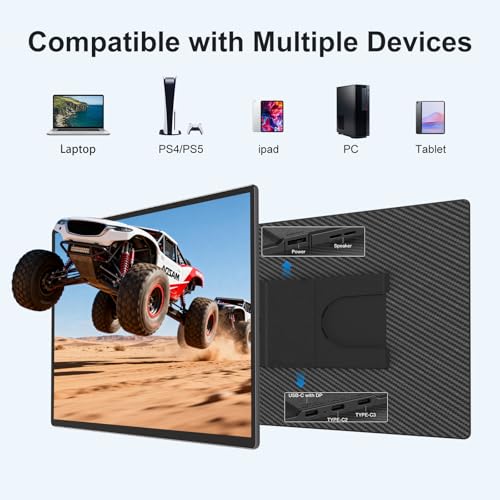Portable Monitor 16" 1200P FHD Laptop Screen Extender, Horizontal Vertical Monitors with Detachable Kickstand, Built-in Speakers, Plug & Play Computer Gaming Travel Monitor for Wins Mac Chrome Phone - style: 16" Monitor-N3