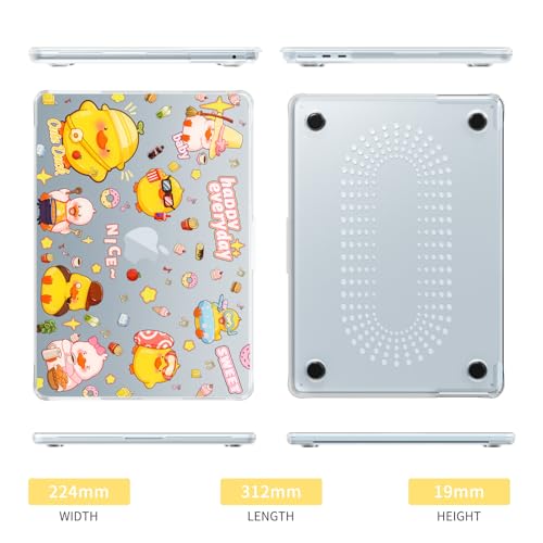 Batianda Premium Clear TPU Case for New MacBook Air 13.6" M5/M4/M3/M2 with Fun Pattern, Ultra-Slim Lightweight Protective Shell with Anti-Yellowing, Scratch Resistance & TPU Keyboard Cover, Cute Duck - color: Cute Duck