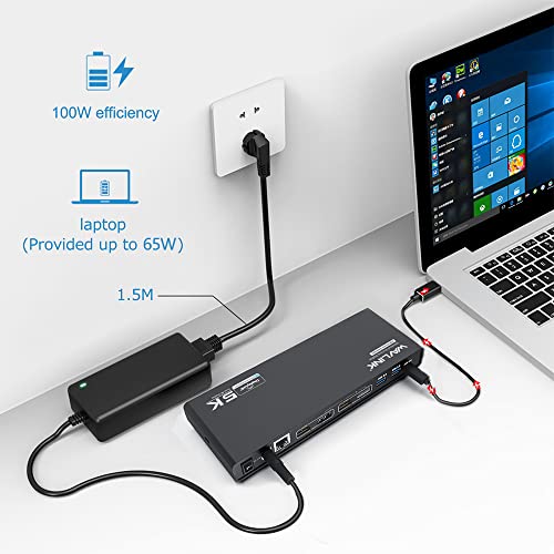 WAVLINK Universal Displaylink Docking Station Dual Monitor | 65W PD Charging for Laptop Windows/ Mac, MacBook Neo/ Air/ Pro,Dual HDMI/ DisplayPort,Gigabit Ethernet, 6 USB 3.0, Audio/Mic