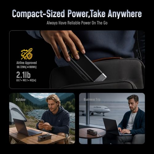 AOHI 25200mAh 170W Laptop Power Bank, 100W Max Output USB-C PD 3.0 Portable Charger, 90.72Wh Airline-Compliant for iPad, iPhone 17 Pro Max, Galaxy, Steam Deck, Grey