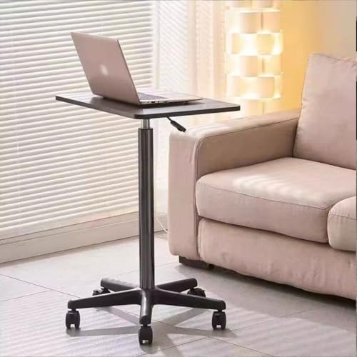 Adjustable Height Standing Desk, School Speech Lifting Stand Up Desk, Portable Swivel Mobile Laptop Table, Sofa Side Table with Brake Rollers(Black) - color: Black
