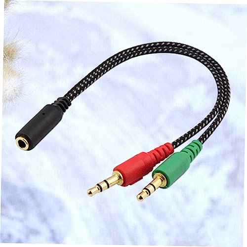 Mikikit Female to Male Headset Splitter Cable Adapter for Audio Dual Ports for Headphones and Microphone Stereo Audio Adapter for Laptops and Mobile Devices