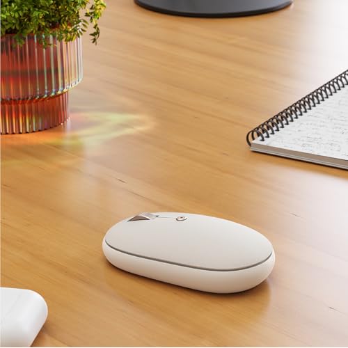 Satechi OntheGo Bluetooth Mouse with USB C Rechargeable Battery, Connect up 3 Devices, Compact and Portable Wireless Mouse for Laptop, Computer, Tablet – Sand - color: Sand
