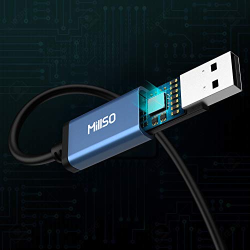 MillSO USB to 3.5mm Audio Jack Adapter, Sapphire Blue TRRS USB to AUX Audio Jack External Stereo Sound Card for Headphone, Speaker, PS4, PS5, PC, Laptop, Desktops - 1 Feet - size: 1 Feet