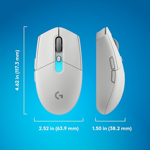 Logitech G305 X SUPERLIGHT Wireless Gaming Mouse, Lightweight 59g, HERO 44K Sensor, RGB lighting, LIGHTSPEED and Bluetooth, 130+ Hr Battery Life, 6 Programmable Buttons, Compatible with PC/Mac - White - color: White, style: Superlight